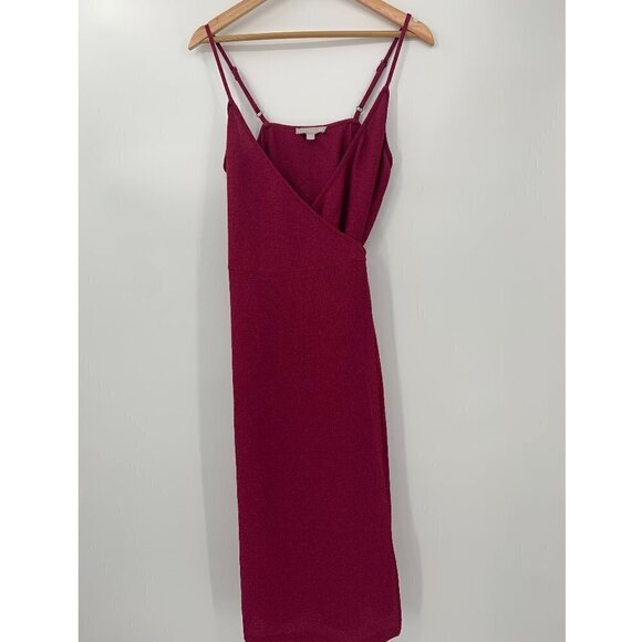 NWT! Chelsea28 Crepe Wrap Midi Dress Burgundy Plum - Picture 3 of 8